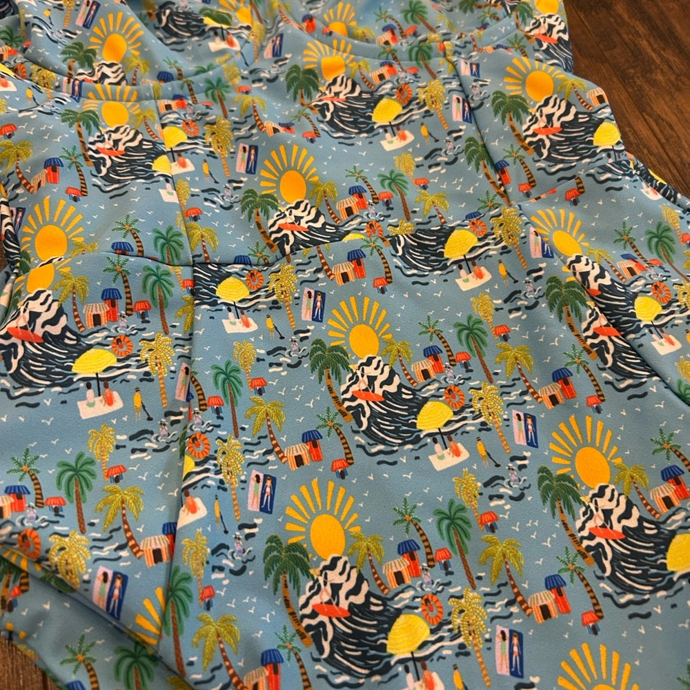 Skatie Blue and Yellow Tropical One Piece Swimsuit - Picture 3 of 16